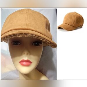 NWT Women's Koolaburra by UGG Faux Suede Fx Sherpa Fur Baseball Cap Chestnut